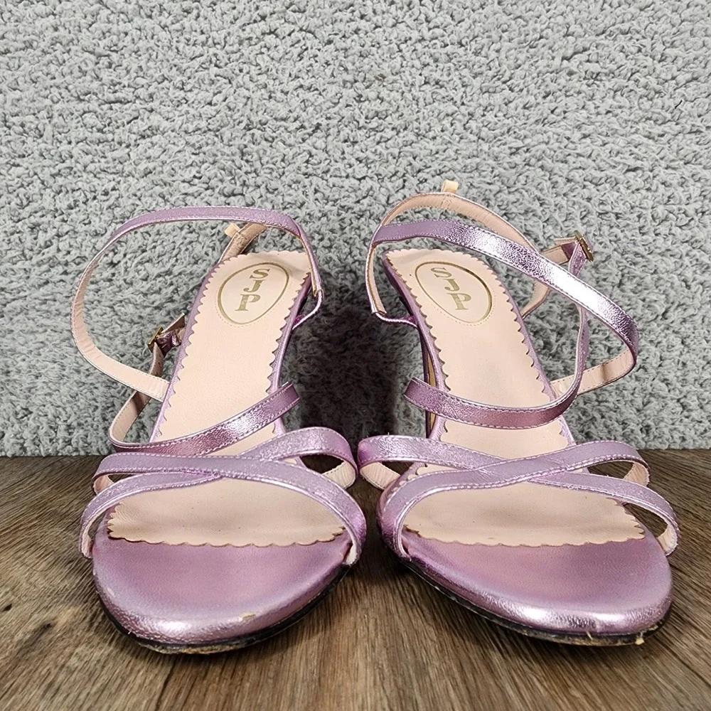 SJP by Sarah Jessica‎ Parker Metallic Lavender Heels Strappy Sandals Shoes 37.5
